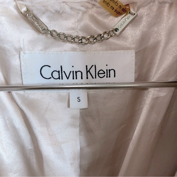 Calvin Klein Chevron-Quilted Faux Fur Coat S Light Pink Pre-Owned Excellent - Picture 14 of 15